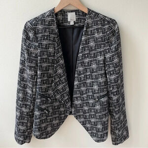 Halogen (Nordstrom) Black and White Open Front Blazer, Women’s Small